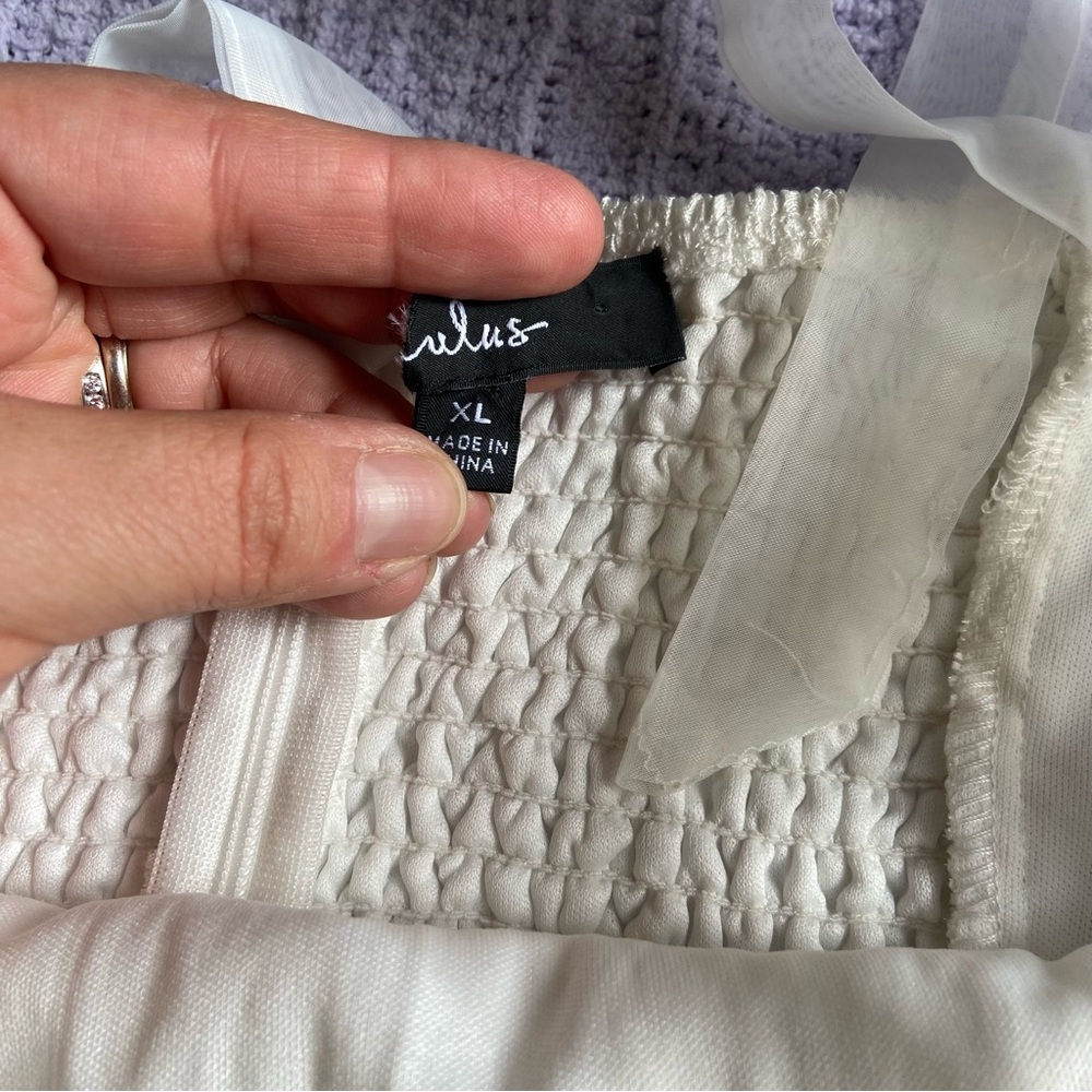 NWOT Lulus Gorgeous Persona White Satin Jacquard Tie-Strap Midi Dress - Picture 8 of 9